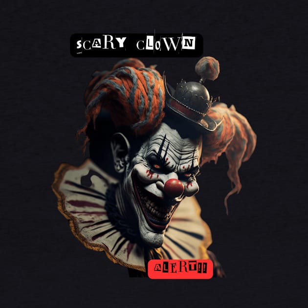 Scary Clown Alert Unisex t-shirt, unique design, limited edition, clown t-shirts, t-shirts with clowns, dark fashion, horror apparel, edgy by Clinsh Online 